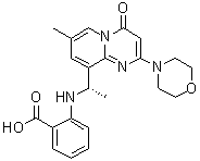 structure of CAS# 1173900-37-2, 2-[[(1S)-1-[7-甲基-2-(4-吗啉基)-4-氧代-4H-吡啶并[1,2-a]嘧啶-9-基]乙基]氨基]苯甲酸