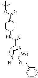 CAS # 1174020-63-3, 4-[[[(1R,2S,5R)-7-Oxo-6-(phenylmethoxy)-1,6-diazabicyclo[3.2.1]oct-2-yl]carbonyl]amino]-1-piperidinecarboxylic acid 1,1-dimethylethyl ester
