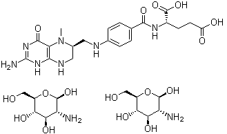 CAS 登录号：1181972-37-1, L-5-甲基四氢叶酸 2-氨基-2-脱氧-D-葡萄糖盐