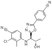 2-Chloro-4-[[(1R,2S)-1-[5-(4-cyanophenyl)-1,3,4-oxadiazol-2-yl]-2-hydroxypropyl]amino]-3-methylbenzonitrile molecular structure (CAS 1182367-47-0)