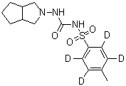 3-(3,3a,4,5,6,6a-六氢-1H-环戊二烯并[c]吡咯-2-基)-1-(2,3,5,6-四氘代-4-甲基苯基)磺酰基脲分子结构 (CAS 1185039-30-8)