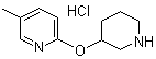 CAS 登录号：1185308-63-7, 5-甲基-2-(3-哌啶基氧基)吡啶盐酸盐