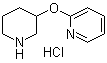2-(3-哌啶基氧基)吡啶盐酸盐分子结构 (CAS 1185310-55-7)