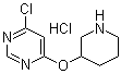 4-氯-6-(3-哌啶基氧基)嘧啶盐酸盐分子结构 (CAS 1185311-81-2)