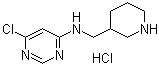 6-氯-N-(3-哌啶基甲基)-4-嘧啶胺盐酸盐分子结构 (CAS 1185312-08-6)