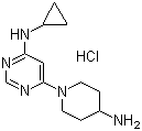 structure of CAS# 1185317-86-5, 6-(4-氨基-1-哌啶基)-N-环丙基-4-嘧啶胺盐酸盐