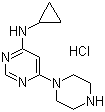 structure of CAS# 1185317-92-3, N-Cyclopropyl-6-(1-piperazinyl)-4-pyrimidinamine hydrochloride