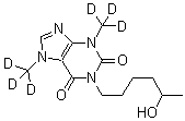3,7-二氢-1-(5-羟基己基)-3,7-二(三氘甲基)-1H-嘌呤-2,6-二酮分子结构 (CAS 1185995-26-9)