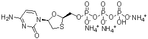 Triphosphoric acid P-[[(2R,5S)-5-(4-amino-2-oxo-1(2H)-pyrimidinyl)-1,3-oxathiolan-2-yl]methyl] ester, ammonium salt (1:3) molecular structure (CAS 1187058-42-9)