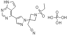 structure of CAS# 1187595-84-1, [1-(乙基磺酰基)-3-[4-(7H-吡咯并[2,3-d]嘧啶-4-基)-1H-吡唑-1-基]氮杂环丁烷-3-基]乙腈磷酸盐