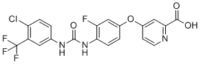 structure of CAS# 1187945-05-6, 4-(4-(3-(4-氯-3-(三氟甲基)苯基)脲基)-3-氟苯氧基)皮考林酸
