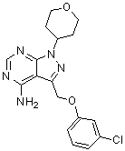 structure of CAS# 1188296-52-7, 3-[(3-氯苯氧基)甲基]-1-(四氢-2H-吡喃-4-基)-1H-吡唑并[3,4-d]嘧啶-4-胺