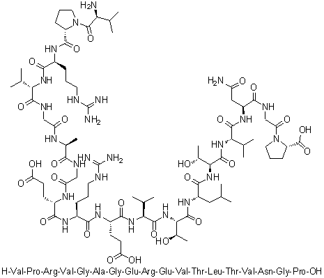 CAS # 1188512-77-7, L-Valyl-L-prolyl-L-arginyl-L-valylglycyl-L-alanylglycyl-L-alpha-glutamyl-L-arginyl-L-alpha-glutamyl-L-valyl-L-threonyl-L-leucyl-L-threonyl-L-valyl-L-asparaginylglycyl-L-proline