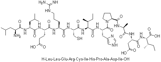L-亮氨酰-L-亮氨酰-L-alpha-谷氨酰-L-精氨酰-L-半胱氨酰-L-异亮氨酰-L-组氨酰-L-脯氨酰-L-丙氨酰-L-alpha-天冬氨酰-L-异亮氨酸分子结构 (CAS 1188512-92-6)