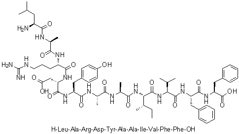 L-亮氨酰-L-丙氨酰-L-精氨酰-L-alpha-天冬氨酰-L-酪氨酰-L-丙氨酰-L-丙氨酰-L-异亮氨酰-L-缬氨酰-L-苯丙氨酰-L-苯丙氨酸分子结构 (CAS 1188512-93-7)