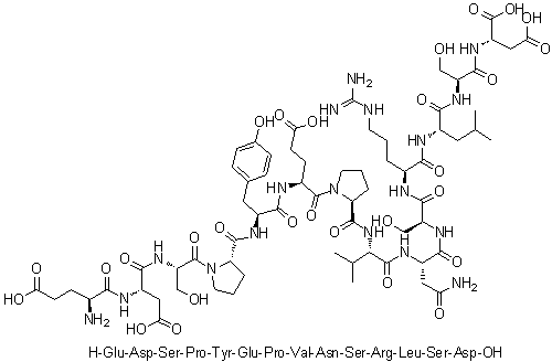 L-alpha-谷氨酰-L-alpha-天冬氨酰-L-丝氨酰-L-脯氨酰-L-酪氨酰-L-alpha-谷氨酰-L-脯氨酰-L-缬氨酰-L-天冬氨酰胺酰-L-丝氨酰-L-精氨酰-L-亮氨酰-L-丝氨酰-L-天冬氨酸分子结构 (CAS 1188512-96-0)