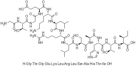 甘氨酰-L-苏氨酰甘氨酰-L-alpha-谷氨酰-L-赖氨酰-L-亮氨酰-L-精氨酰-L-亮氨酰-L-丝氨酰-L-丙氨酰-L-组氨酰-L-苏氨酰-L-异亮氨酸分子结构 (CAS 1188513-02-1)