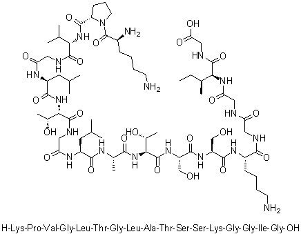 L-赖氨酰-L-脯氨酰-L-缬氨酰甘氨酰-L-亮氨酰-L-苏氨酰甘氨酰-L-亮氨酰-L-丙氨酰-L-苏氨酰-L-丝氨酰-L-丝氨酰-L-赖氨酰甘氨酰甘氨酰-L-异亮氨酰-甘氨酸分子结构 (CAS 1188513-08-7)