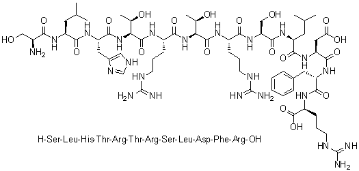 L-丝氨酰-L-亮氨酰-L-组氨酰-L-苏氨酰-L-精氨酰-L-苏氨酰-L-精氨酰-L-丝氨酰-L-亮氨酰-L-alpha-天冬氨酰-L-苯丙氨酰-L-精氨酸分子结构 (CAS 1188513-11-2)