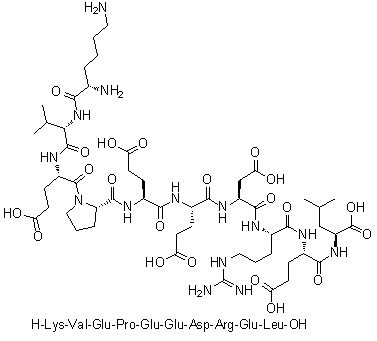 L-Lysyl-L-valyl-L-alpha-glutamyl-L-prolyl-L-alpha-glutamyl-L-alpha-glutamyl-L-alpha-aspartyl-L-arginyl-L-alpha-glutamyl-L-leucine molecular structure (CAS 1188513-14-5)
