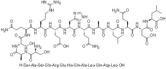 L-丝氨酰-L-丙氨酰-L-丝氨酰-L-谷氨酰胺酰-L-精氨酰-L-alpha-谷氨酰-L-组氨酰-L-谷氨酰胺酰-L-丙氨酰-L-亮氨酰-L-谷氨酰胺酰-L-alpha-天冬氨酰-L-亮氨酸分子结构 (CAS 1188513-15-6)