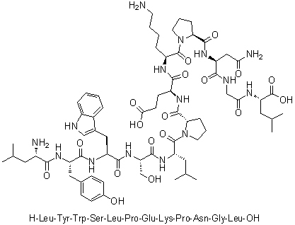 L-亮氨酰-L-酪氨酰-L-色氨酰-L-丝氨酰-L-亮氨酰-L-脯氨酰-L-alpha-谷氨酰-L-赖氨酰-L-脯氨酰-L-天冬氨酰胺酰甘氨酰-L-亮氨酸分子结构 (CAS 1188513-23-6)