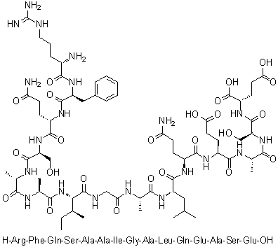 L-精氨酰-L-苯丙氨酰-L-谷氨酰胺酰-L-丝氨酰-L-丙氨酰-L-丙氨酰-L-异亮氨酰甘氨酰-L-丙氨酰-L-亮氨酰-L-谷氨酰胺酰-L-alpha-谷氨酰-L-丙氨酰-L-丝氨酰-L-谷氨酸分子结构 (CAS 1188513-26-9)