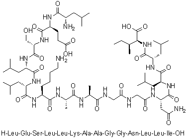 L-亮氨酰-L-alpha-谷氨酰-L-丝氨酰-L-亮氨酰-L-亮氨酰-L-赖氨酰-L-丙氨酰-L-丙氨酰甘氨酰甘氨酰-L-天冬氨酰胺酰-L-亮氨酰-L-亮氨酰-L-异亮氨酸分子结构 (CAS 1188513-32-7)