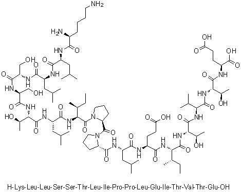CAS 登录号：1188513-38-3, L-赖氨酰-L-亮氨酰-L-亮氨酰-L-丝氨酰-L-丝氨酰-L-苏氨酰-L-亮氨酰-L-异亮氨酰-L-脯氨酰-L-脯氨酰-L-亮氨酰-L-alpha-谷氨酰-L-异亮氨酰-L-苏氨酰-L-缬氨酰-L-苏氨酰-L-谷氨酸