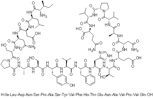 CAS # 1188513-42-9, L-Isoleucyl-L-leucyl-L-alpha-aspartyl-L-asparaginyl-L-seryl-L-prolyl-L-alanyl-L-seryl-L-tyrosyl-L-valyl-L-phenylalanyl-L-histidyl-L-threonyl-L-alpha-glutamyl-L-asparaginyl-L-alanyl-L-valyl-L-prolyl-L-valyl-L-glutamine
