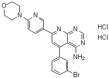 5-(3-溴苯基)-7-[6-(4-吗啉基)-3-吡啶基]吡啶并[2,3-d]嘧啶-4-胺二盐酸盐分子结构 (CAS 1188890-28-9)