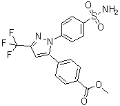 4-[1-[4-(氨基磺酰基)苯基]-3-(三氟甲基)-1H-吡唑-5-基]苯甲酸甲酯分子结构 (CAS 1189893-75-1)