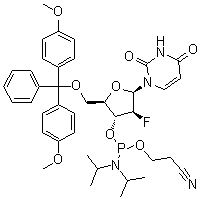 CAS # 1190089-70-3, 1-[5-O-[Bis(4-methoxyphenyl)phenylmethyl]-3-O-[[bis(1-methylethyl)amino](2-cyanoethoxy)phosphino]-2-deoxy-2-fluoro-beta-D-arabinofuranosyl]-2,4(1H,3H)-pyrimidinedione