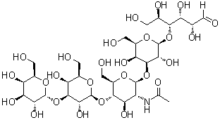 O-alpha-D-吡喃半乳糖基-(1→3)-O-beta-D-吡喃半乳糖基-(1→4)-O-2-(乙酰氨基)-2-脱氧-beta-D-吡喃葡萄糖基-(1→3)-O-beta-D-吡喃半乳糖基-(1→4)-D-葡萄糖分子结构 (CAS 119502-59-9)