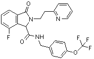 structure of CAS# 1198117-23-5, 7-氟-2,3-二氢-3-氧代-2-[2-(2-吡啶基)乙基]-N-[[4-(三氟甲氧基)苯基]甲基]-1H-异吲哚-1-甲酰胺