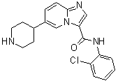 N-(2-氯苯基)-6-(4-哌啶基)-咪唑并[1,2-a]吡啶-3-甲酰胺分子结构 (CAS 1198408-39-7)