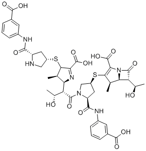 CAS # 1199797-41-5, Ertapenem Impurity 14, Ertapenem Dimer Form D Impurity,(4R,5S,6S)-3-[(3S,5S)-1-[(2S,3R)-2-[(2S,3R)-5-carboxy-4-[(3S,5S)-5-[(3-carboxyphenyl)carbamoyl]pyrrolidin-3-yl]sulfanyl-3-methyl-3,4-dihydro-2H-pyrrol-2-yl]-3-hydroxybutanoyl]-5-[(3-carboxyphenyl)carbamoyl]pyrrolidin-3-yl]sulfanyl-6-[(1R)-1-hydroxyethyl]-4-methyl-7-oxo-1-azabicyclo[3.2.0]hept-2-ene-2-carboxylic acid