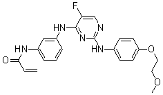 structure of CAS# 1202757-89-8, N-[3-[[5-Fluoro-2-[[4-(2-methoxyethoxy)phenyl]amino]-4-pyrimidinyl]amino]phenyl]-2-propenamide