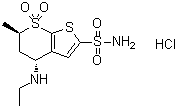反式-4-(乙基氨基)-5,6-二氢-6-甲基-4H-噻吩并[2,3-b]噻喃-2-磺酰胺 7,7-二氧化物单盐酸盐分子结构 (CAS 120279-36-9)