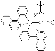 二[2-(1-异喹啉基)苯基](2,2,6,6-四甲基-3,5-庚二酮)铱分子结构 (CAS 1202867-58-0)