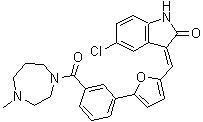 (3E)-5-氯-3-[[5-[3-[(六氢-4-甲基-1H-1,4-二氮杂卓-1-基)羰基]苯基]-2-呋喃基]亚甲基]-1,3-二氢-2H-吲哚-2-酮分子结构 (CAS 1202916-90-2)