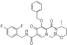 structure of CAS# 1206102-11-5, (4R,12aS)-N-[(2,4-二氟苯基)甲基]-3,4,6,8,12,12a-六氢-4-甲基-6,8-二氧代-7-(苯基甲氧基)-2H-吡啶并[1',2':4,5]吡嗪并[2,1-b][1,3]恶嗪-9-甲酰胺