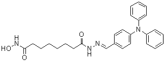 structure of CAS# 1206731-57-8, 8-(Hydroxyamino)-8-oxo-octanoic acid 2-[[4-(diphenylamino)phenyl]methylene]hydrazide