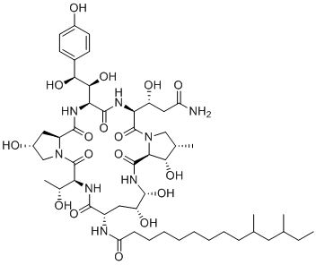 CAS # 120692-19-5, Pneumocandin A0, N-[(3S,6S,9S,11R,15S,18S,20R,21R,24S,25S,26S)-3-[(1R)-3-amino-1-hydroxy-3-oxopropyl]-6-[(1S,2S)-1,2-dihydroxy-2-(4-hydroxyphenyl)ethyl]-11,20,21,25-tetrahydroxy-15-[(1R)-1-hydroxyethyl]-26-methyl-2,5,8,14,17,23-hexaoxo-1,4,7,13,16,22-hexazatricyclo[22.3.0.09,13]heptacosan-18-yl]-10,12-dimethyltetradecanamide