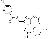 2-脱氧-D-赤式-呋喃戊糖 1-乙酸酯 3,5-二(4-氯苯甲酸酯)分子结构 (CAS 1207459-15-1)