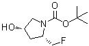 (2S,4S)-2-(氟甲基)-4-羟基-1-吡咯烷羧酸叔丁酯分子结构 (CAS 1207853-00-6)