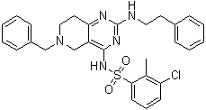 CAS 登录号：1208123-85-6, 3-氯-2-甲基-N-[5,6,7,8-四氢-2-[(2-苯基乙基)氨基]-6-(苯基甲基)吡啶并[4,3-d]嘧啶-4-基]苯磺酰胺