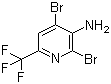structure of CAS# 1214365-67-9, 2,4-Dibromo-6-(trifluoromethyl)-3-pyridinamine