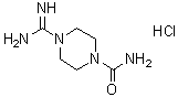 4-(氨基亚胺甲基)-1-哌嗪甲酰胺盐酸盐分子结构 (CAS 1215585-53-7)