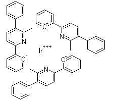 三[2-(6-甲基-5-苯基吡啶-2-基)苯]合铱分子结构 (CAS 1215692-54-8)